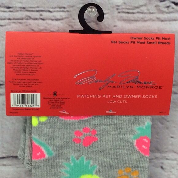 Marilyn Monroe Matching Pet & Owner Low Cut Socks Womens O/S Small Dog Fruit NWT - Picture 5 of 6